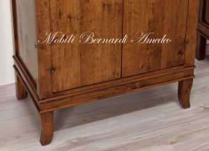 Shoe rack pantry cabinet in solid walnut wood with 2 doors, height 160 cm